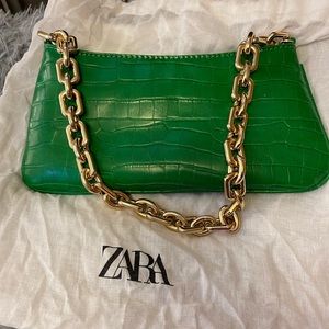 Zara green chain shoulder bag